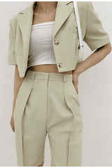 Blazer top high waist straight shorts Mssza