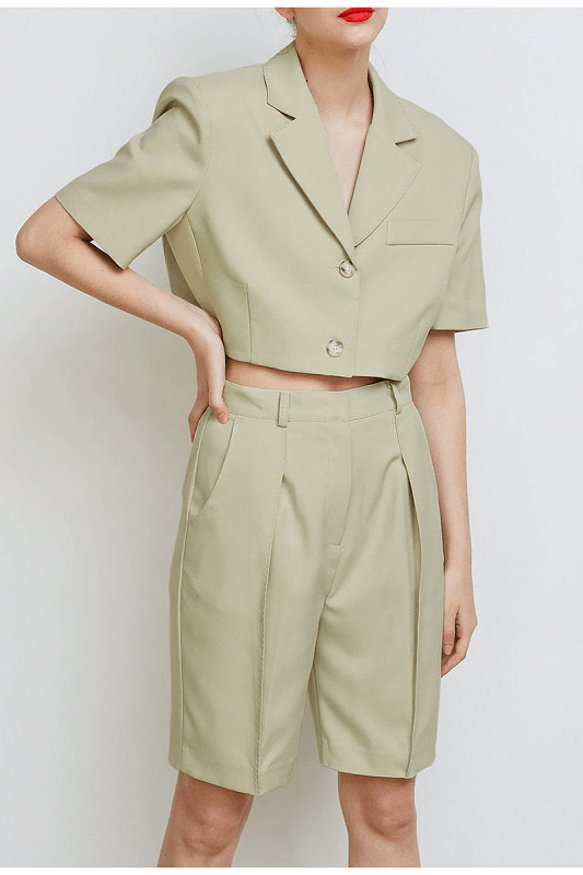 Blazer top high waist straight shorts Mssza
