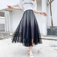 Bling Pleated Long Maxi Skirt Mssza