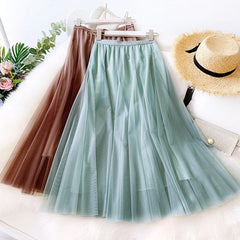 Bling Pleated Long Maxi Skirt Mssza