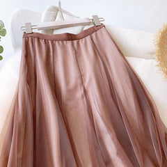 Bling Pleated Long Maxi Skirt Mssza
