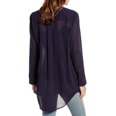 Turn Down Collar Tunic Casual Loose Long Sleeve Shirt Mssza