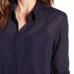Turn Down Collar Tunic Casual Loose Long Sleeve Shirt Mssza