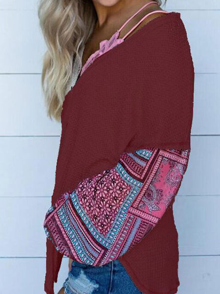 Blouse Cotton Blend V Neck Casual Long Sleeves Tops Mssza