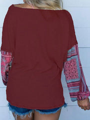 Blouse Cotton Blend V Neck Casual Long Sleeves Tops Mssza