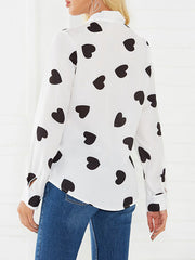 Blouse Polyester Stand Collar Layered Casual Geometric Lace Up Long Sleeves Tops Mssza