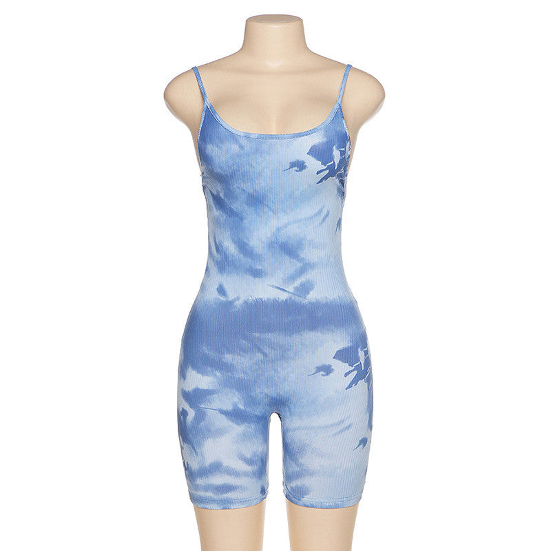 Bodycon Lace Up Backless Romper Mssza