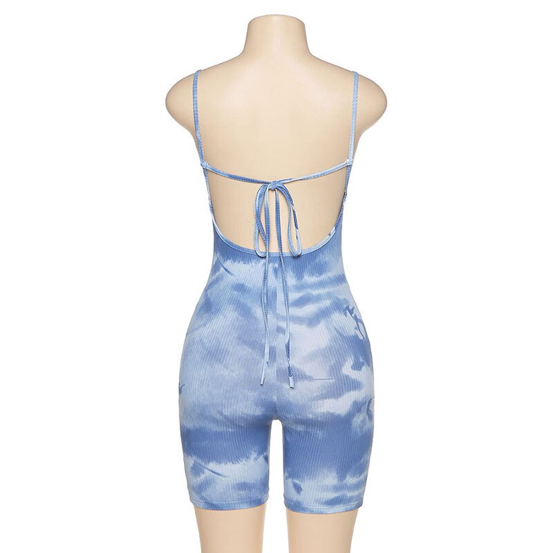 Bodycon Lace Up Backless Romper Mssza