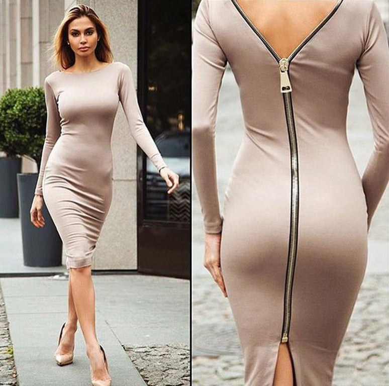 Bodycon dress clothing slim  club long sleeve black dress party vestidos Mssaz Desses