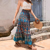 Bohemian A-Line Animal Floral Print High Elastic Waist Beach Style Skirt Mssza