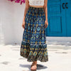 Bohemian A-Line Animal Floral Print High Elastic Waist Beach Style Skirt Mssza