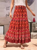 Bohemian A-Line Animal Floral Print High Elastic Waist Beach Style Skirt Mssza