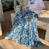Bohemian High Elastic Waist Printed Chiffon Floral Maxi Skirts Mssza