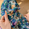 Bohemian High Elastic Waist Printed Chiffon Floral Maxi Skirts Mssza