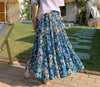 Bohemian High Elastic Waist Printed Chiffon Floral Maxi Skirts Mssza