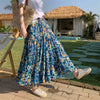 Bohemian High Elastic Waist Printed Chiffon Floral Maxi Skirts Mssza