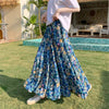 Bohemian High Elastic Waist Printed Chiffon Floral Maxi Skirts Mssza