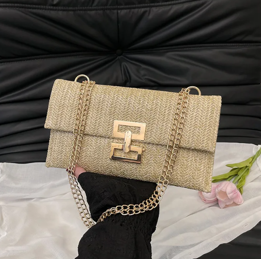 Bohemian Style Plastic Mobile Woven Essential Clutch Handbag Mssza