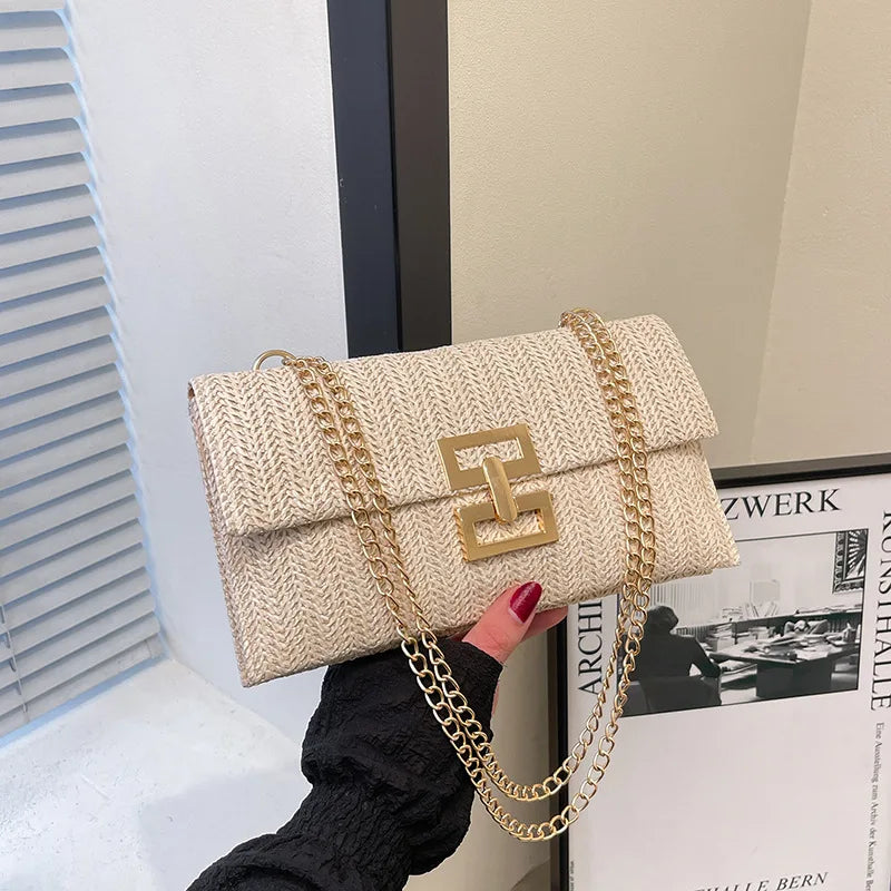 Bohemian Style Plastic Mobile Woven Essential Clutch Handbag Mssza