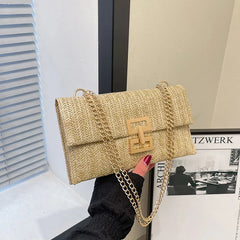 Bohemian Style Plastic Mobile Woven Essential Clutch Handbag Mssza