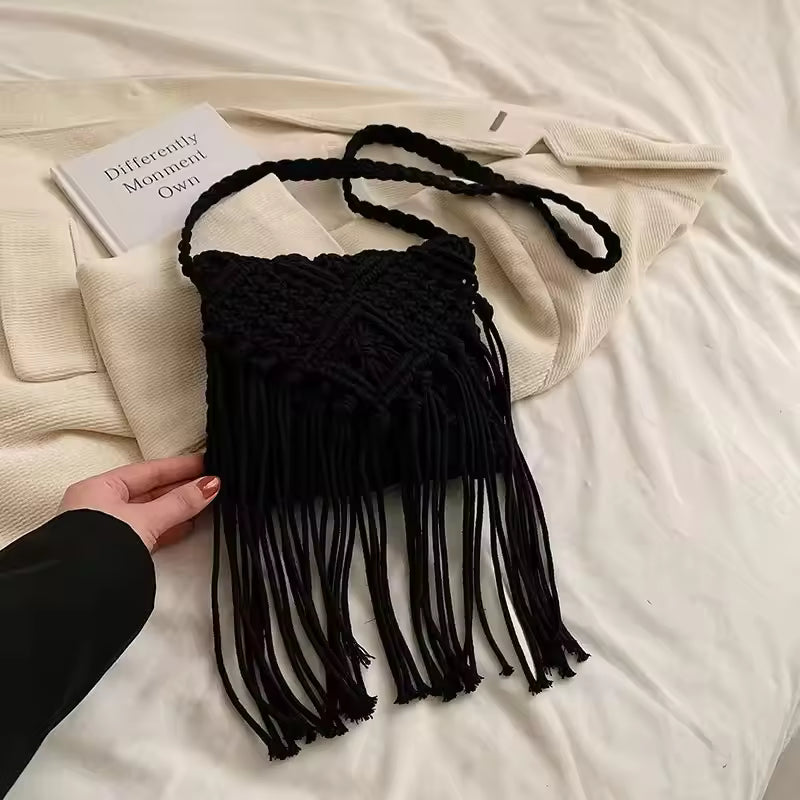Bohemian Woven Hollow Out Beach Tassel Messenger Bags Mssza