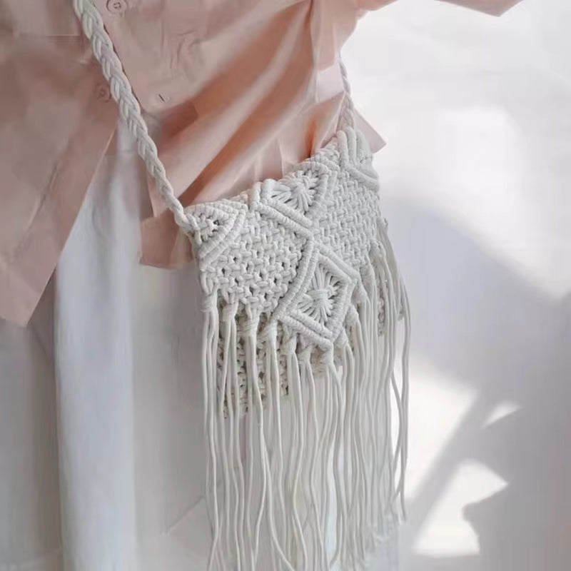 Bohemian Woven Hollow Out Beach Tassel Messenger Bags Mssza