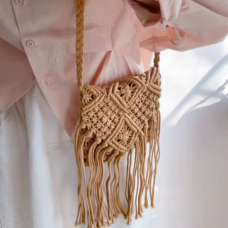 Bohemian Woven Hollow Out Beach Tassel Messenger Bags Mssza