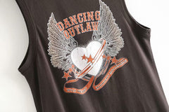 Boho chic sleeveless cartoon print tank tops Mssza