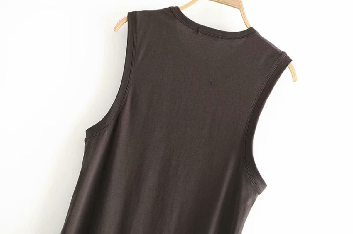 Boho chic sleeveless cartoon print tank tops Mssza