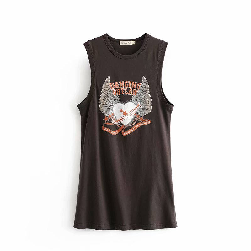 Boho chic sleeveless cartoon print tank tops Mssza
