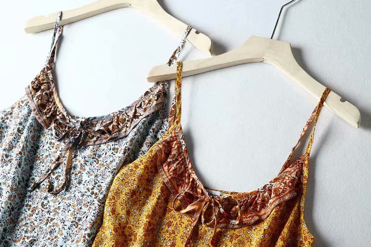 Boho chic floral print sleeveless crop tops Mssza