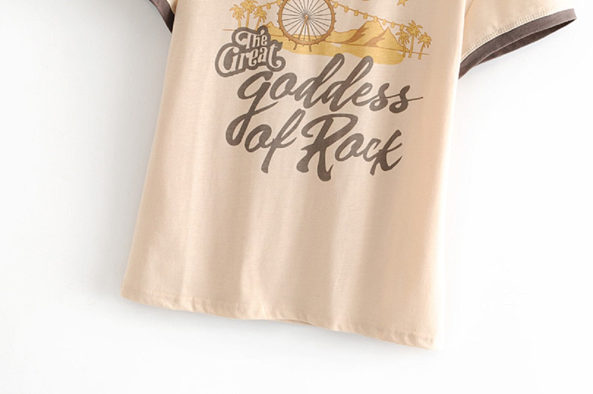 Boho chic star and moon printed tops t-shirt Mssza