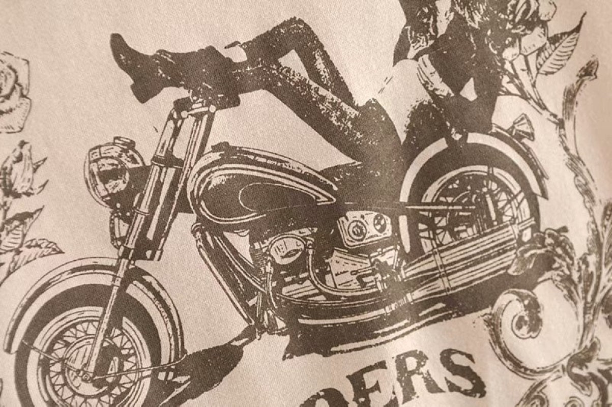 Boho vintage chic Motorcycle beauty print short sleeve t-shirt Mssza