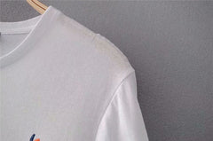 Boho vintage chic floral embroidery short sleeve t-shirt Mssza
