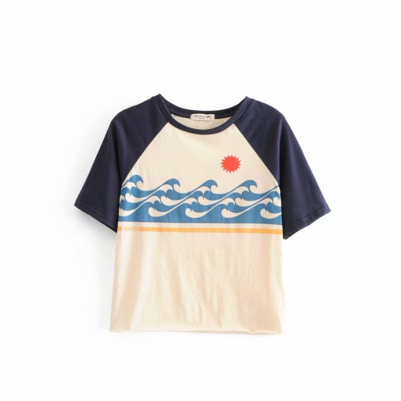 Boho vintage chic patchwork short sleeve t-shirt Mssza