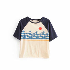 Boho vintage chic patchwork short sleeve t-shirt Mssza