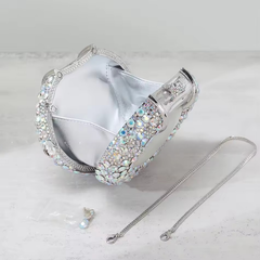 Boutique Gorgeous Classy Diamond Oval Shaped Crystal Evening Clutch Purses Mssza