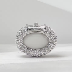 Boutique Gorgeous Classy Diamond Oval Shaped Crystal Evening Clutch Purses Mssza