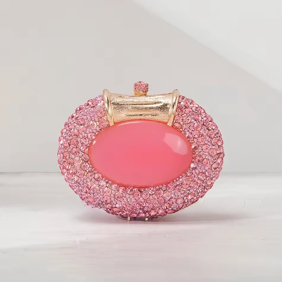 Boutique Gorgeous Classy Diamond Oval Shaped Crystal Evening Clutch Purses Mssza