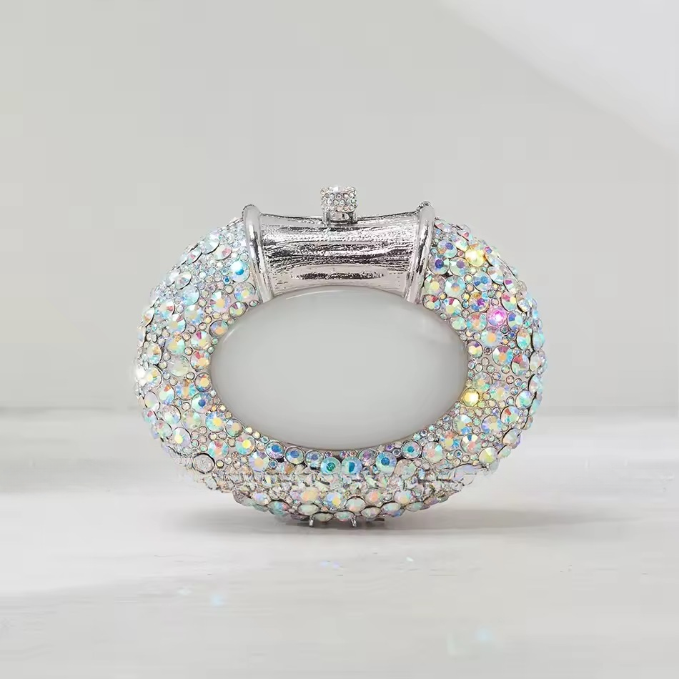 Boutique Gorgeous Classy Diamond Oval Shaped Crystal Evening Clutch Purses Mssza