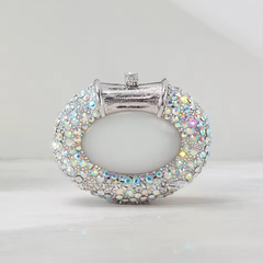 Boutique Gorgeous Classy Diamond Oval Shaped Crystal Evening Clutch Purses Mssza