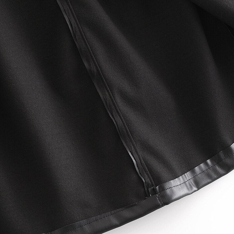 Bow Tie Office Wear Long PU Skirt Mssza