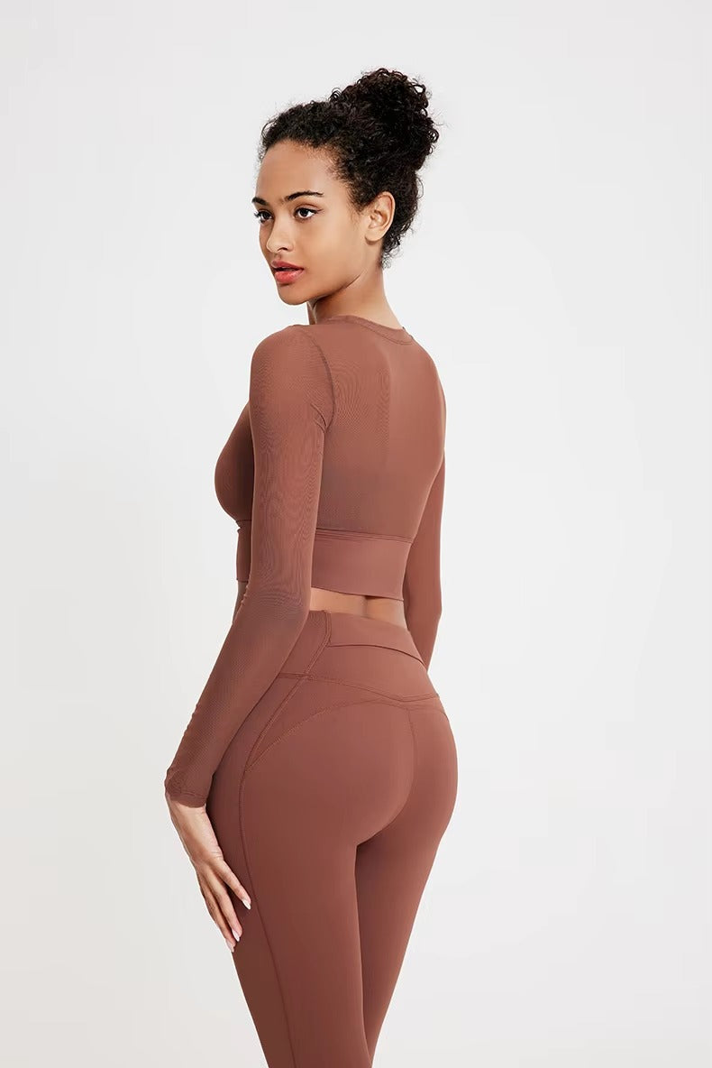 Breathable Quick Dry Running Leggings And Top Two Pieces Fitness Yoga Set Mssza