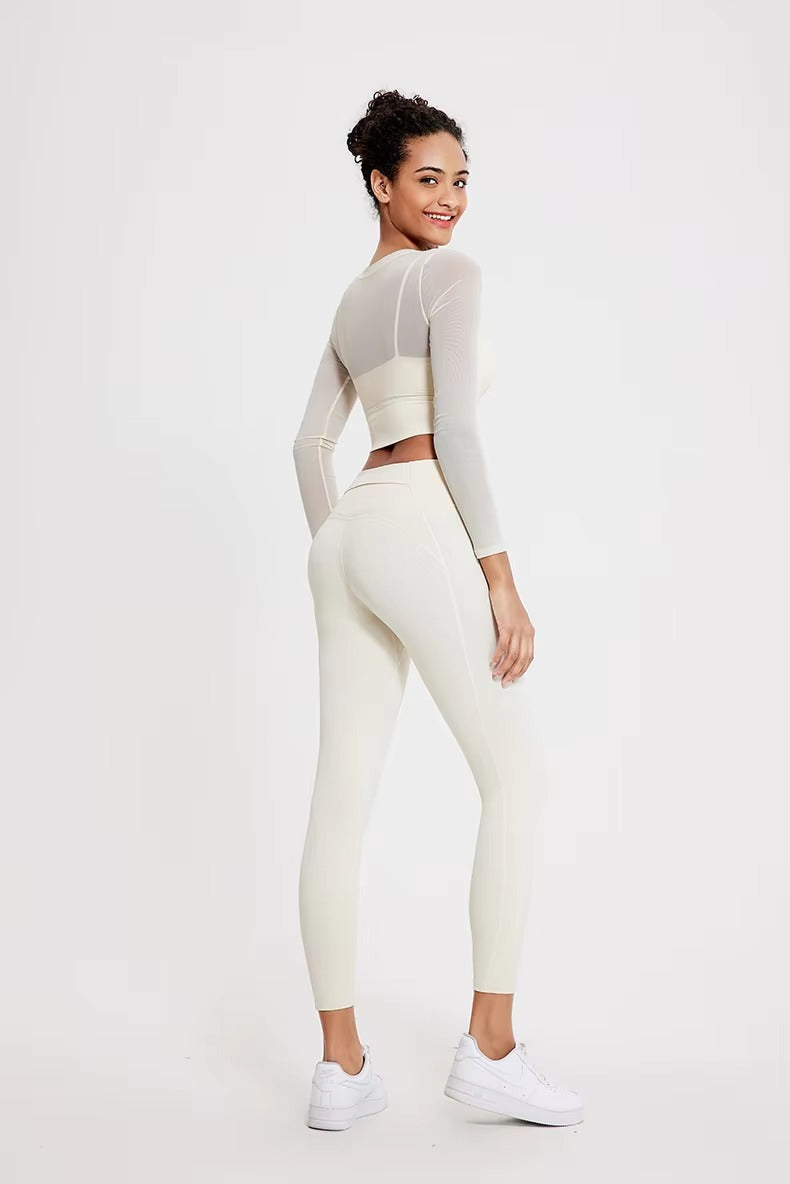 Breathable Quick Dry Running Leggings And Top Two Pieces Fitness Yoga Set Mssza