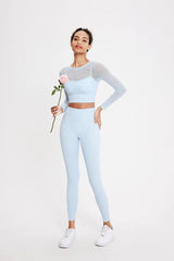 Breathable Quick Dry Running Leggings And Top Two Pieces Fitness Yoga Set Mssza