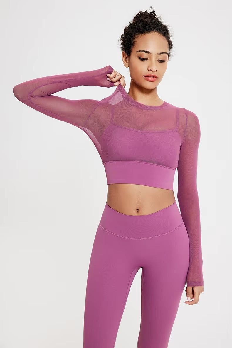 Breathable Quick Dry Running Leggings And Top Two Pieces Fitness Yoga Set Mssza