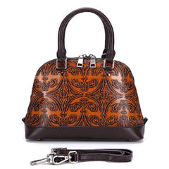 Brenice Genuine Leather Vintage Handbag Embossed Women Shell Shoulder Bag Mssza