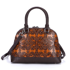 Brenice Genuine Leather Vintage Handbag Embossed Women Shell Shoulder Bag Mssza