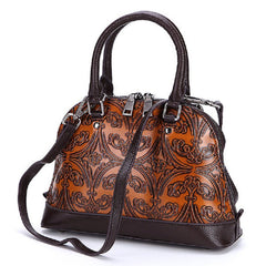 Brenice Genuine Leather Vintage Handbag Embossed Women Shell Shoulder Bag Mssza