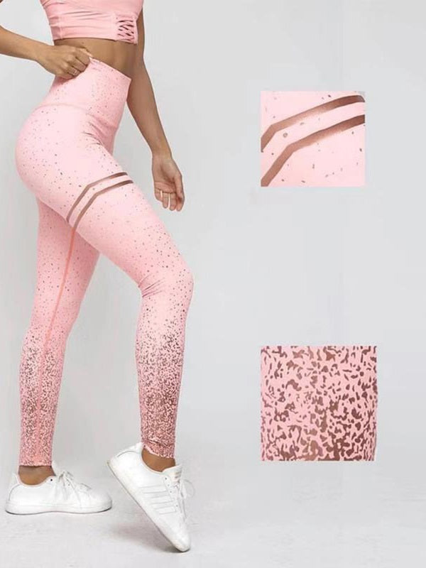 Bronzing Printed Slim High Waisted Yoga Leggings Mssza
